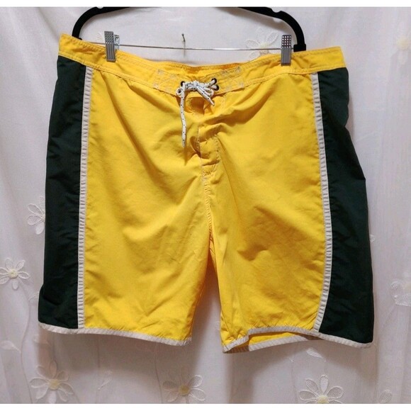 Old Navy Mens XXL Yellow & Green Swim Trunks Summer Boardshorts Vacation Resort - Picture 1 of 15